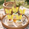 12-Glitter Gold Paper Butterfly Cake Decorations, Double - Layered Paper Cake Toppers for Dessert Table, Party Supplies view 2