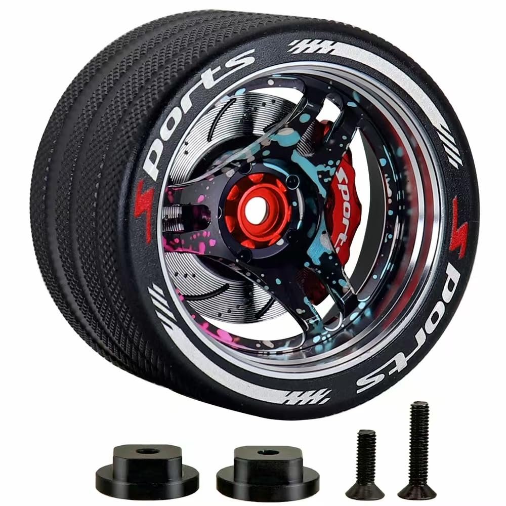 Aluminum Alloy RC Transmitter Hand Wheel Handwheel for SANWA MT4 MT5 M12 M17, FUTABA 4PX 7PX 10PX, FLYSKY NB4 NB4Pro NB4Lite, WFLY X9 Transmitter Remote Control (Style C-Blue-Pink)