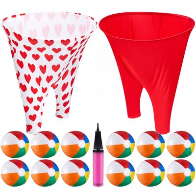 LaRandom Granny Pants Yard Game with Oversized Pants Bouncy Balls and Pump, Easter Giant Outdoor Tossing Game for Family Reunion Backyard Carnival Party Gathering(Heart,Vivid Color,15 Pcs)