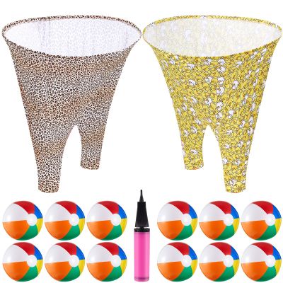 LaRandom Granny Pants Yard Game with Oversized Pants Bouncy Balls and Pump, Easter Giant Outdoor Tossing Game for Family Reunion Backyard Carnival Party Gathering(Leopard, Duck,Multicolor,15 Pcs)