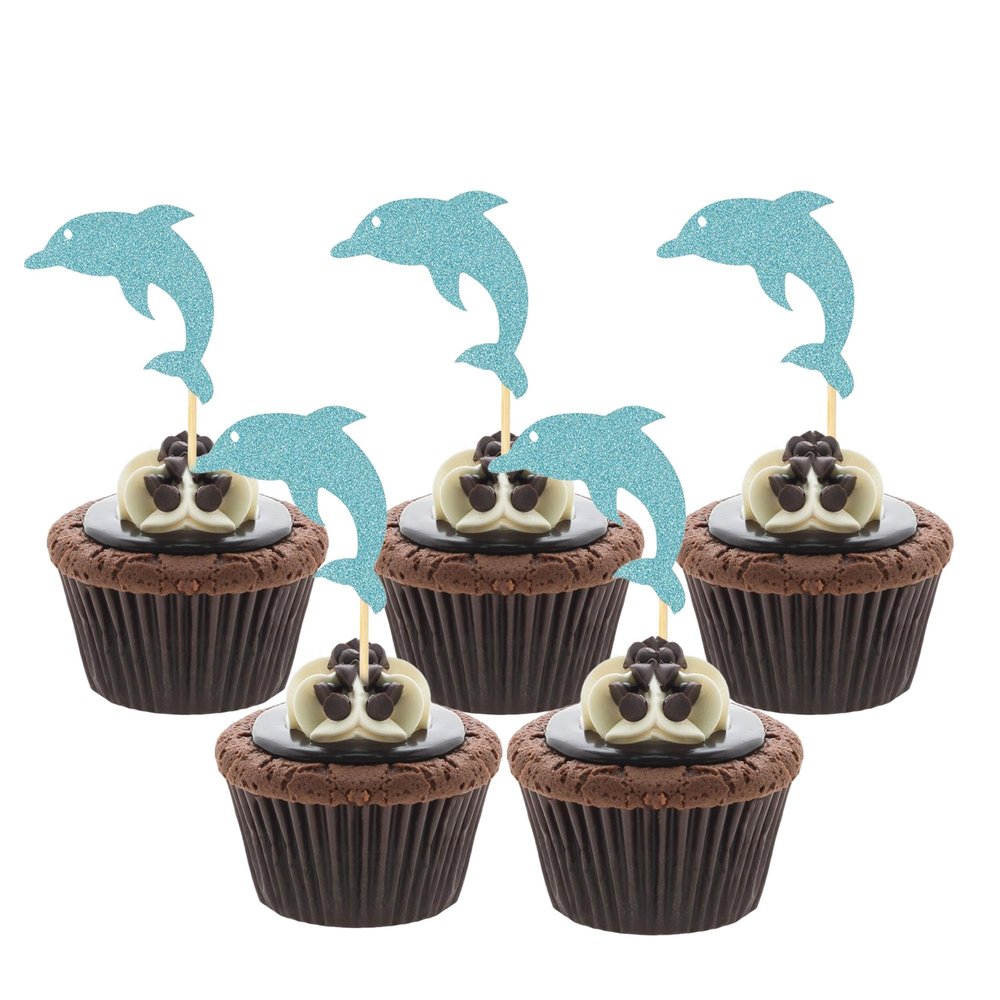 12- Blue Glitter Whale Cake Topper - Ocean Creature Cake Decoration for Baby Showers, Whale Birthdays & Marine Theme Party Boys Girls 1st Birthday Party Decorations Supplies