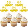 12Pcs Gold Swan Cupcake Topper with Crown - Hollow Design Swan Cupcake Decoration, Elegant Swan Cake Toppers for Baby Shower Kids Birthday Party Supplies Cake Decoration view 1