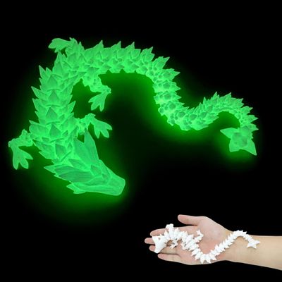 Flavery 3D Printed Dragon - 12 inch Dragon Fidget Toy,3D Printed Gift for Birthday, Figurine Decor(Glow Green)