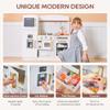 Play Kitchen Set for Kids, Wooden Kids Kitchen Playset with Real Lights & Sounds, Interactive Toy Kitchen with Felt Boxes for Storing Kitchen Utensils and Ice Maker Toy Accessories (Soft White) view 2