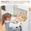 Play Kitchen Set for Kids, Wooden Kids Kitchen Playset with Real Lights & Sounds, Interactive Toy Kitchen with Felt Boxes for Storing Kitchen Utensils and Ice Maker Toy Accessories (Soft White) view 3