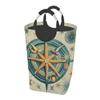 YPPAHHHH Laundry Hamper Sea Nautical Compass Vintage Turtles Laundry Baskets Collapsible Waterproof Washing Clothes Hamper Large Storage Bin with Handles for Bathroom Bedroom Nursery Kid's Room view 1