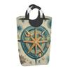 YPPAHHHH Laundry Hamper Sea Nautical Compass Vintage Turtles Laundry Baskets Collapsible Waterproof Washing Clothes Hamper Large Storage Bin with Handles for Bathroom Bedroom Nursery Kid's Room view 2