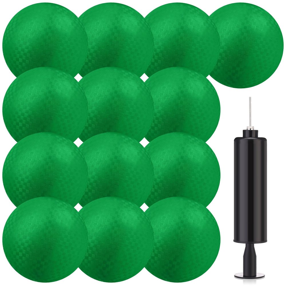 Yunsailing 12 Pack Dodgeballs Bulk Operation Christmas 6 Inch Playground Balls, Rubber Bouncy Inflatable Kickball with Pump for Sports Outdoor Handball Games Christian Donation Gifts(Dark Green)