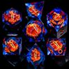 ARUOHHA DND Resin Dice Gazes Eye Dice Blue Red Liquid Core Flaming RPG Sharp Edged Dice Set with Gift Box, Polyhedral D and D Dice Set Compatible with Dungeons Dragons Role Playing Game D20 D6 view 2