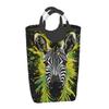 YPPAHHHH Laundry Hamper Yellow Green Zebra Art Print Laundry Baskets Collapsible Waterproof Washing Clothes Hamper Large Storage Bin with Handles for Bathroom Bedroom Nursery Kid's Room view 2