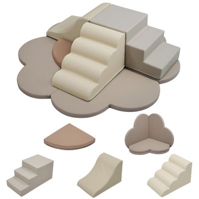 6-Piece Toddler Climbing Toys Indoor  Foam Climbing Blocks with Steps, Slide & Play Mats  Soft Play Equipment for Kids  EPE Foam, Non-Slip Velcro, Easy-to-Clean PU Cover  Motor Skill Development
