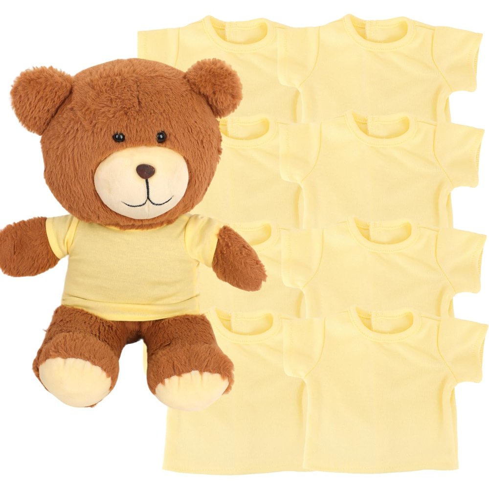 AugFrog 8-Pack Yellow Blank T-Shirts for 17-18 Inch Bears | Thick DIY Stuffed Animal Canvas Clothes (Yellow)