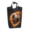 YPPAHHHH Laundry Hamper Fire Soccer Ball Painting Laundry Baskets Collapsible Waterproof Washing Clothes Hamper Large Storage Bin with Handles for Bathroom Bedroom Nursery Kid's Room view 2