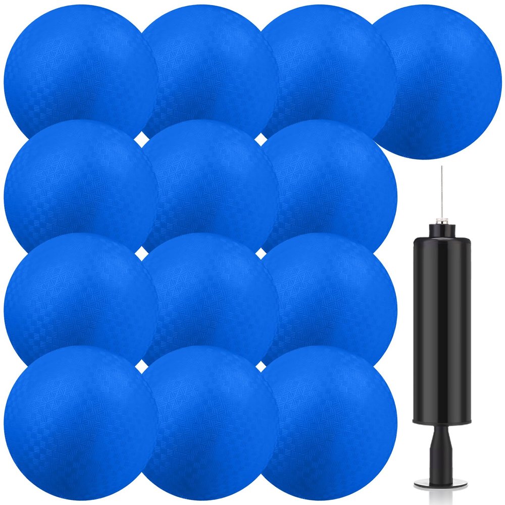 Yunsailing 12 Pack Dodgeballs Bulk Operation Christmas 6 Inch Playground Balls, Rubber Bouncy Inflatable Kickball with Pump for Sports Outdoor Handball Games Christian Donation Gifts(Blue)