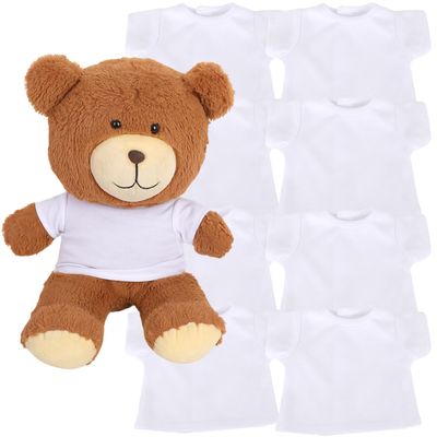 AugFrog 8 - Pack White Blank T - Shirts for 17 - 18 Inch Bears | Thick DIY Stuffed Animal Canvas Clothes (White)