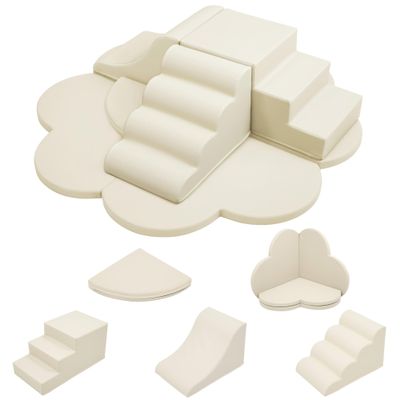 6-Piece Toddler Climbing Toys Indoor  Foam Climbing Blocks with Steps, Slide & Play Mats  Soft Play Equipment for Kids  EPE Foam, Non-Slip Velcro, Easy-to-Clean PU Cover  Motor Skill Development