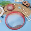 OLYCRAFT 2Pcs Ocean Drums with 2Pcs Wood Drumstick 4/10 Inch Wave Bead Drums Sea Sound Drum with Wave Beads Sea Sound Musical Percussion Instrument for Home SuppliesRed view 4