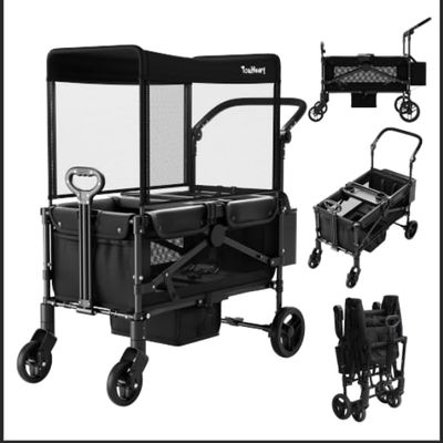 Touheart Wagon Stroller for 2 Kids (Black)