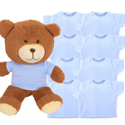 AugFrog 8 - Pack Light Blue Blank T - Shirts for 17 - 18 Inch Bears | Thick DIY Stuffed Animal Canvas Clothes (Blue)