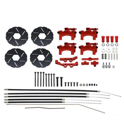 FLMLF Front Rear Cable Brake System Wire Brakes Kit for 1/5 HPI ROFUN BAHA ROVAN KM Baja 5B 5T 5SC Rc Car Parts (Red)