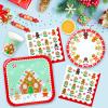 100 Christmas Party Paper Plates Napkins and Cups Set Gingerbread Disposable Dinnerware Set view 4