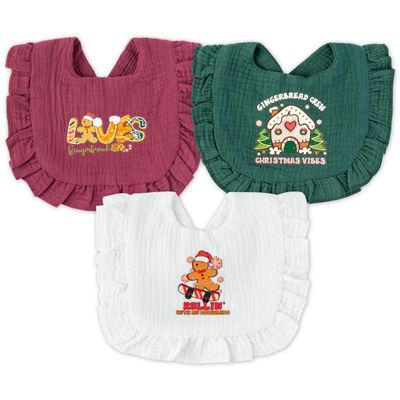 3Pcs Christmas Baby Bibs for Toddler - Xmas Breath Muslin Feeding Bibs with Button Baby Drooling and Teething Bib for 6-12 Months Unisex Babies Infants Newborns First Christmas Keepsake Birthday Gift