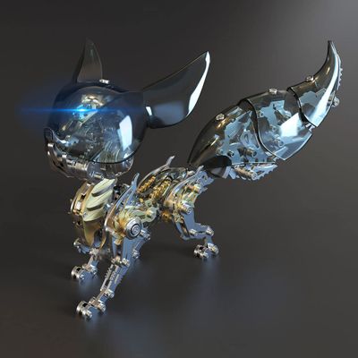 3D Metal Puzzle Animals Model Kit - Linglong Fox Mechanical 3D Assembly Model, Creative Jigsaw Puzzles Desk Ornament Gift for Adult (339 Pieces)
