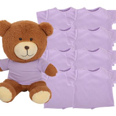 AugFrog 8 - Pack Light Blue Blank T - Shirts for 17-18 Inch Bears | Thick DIY Stuffed Animal Canvas Clothes (Purple)
