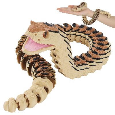 Yipintang 3D Printed Rattlesnake Model - 18 inches Fully Articulated Desert Serpent - Detailed Collectible & Home Decor - Flexible Desk Fidget & Display Figurine