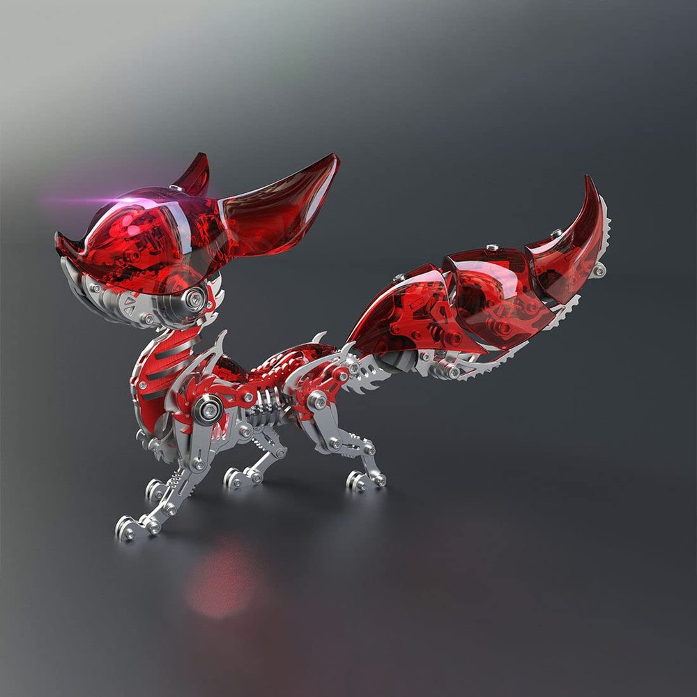 3D Metal Puzzle Animals Model Kit - Linglong Fox Mechanical 3D Assembly Model, Creative Jigsaw Puzzles Desk Ornament Gift for Adult (339 Pieces)