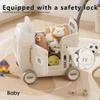 Children's Toy Storage Shopping cart, Baby Toy Box with Wheels, Pull Rope and Handle, for Riding, Walking, Pulling and Storage. Suitable for Home/Game Room/Bedroom (White Ribbon Push Rod) view 4