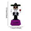 Skull for Car Dashboard Toy Figure, Solar Dancing Skeleton Figurines Toys, Solar Powered Shaking Head Doll for Parties Car Desk Halloween Decoration view 2
