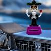 Skull for Car Dashboard Toy Figure, Solar Dancing Skeleton Figurines Toys, Solar Powered Shaking Head Doll for Parties Car Desk Halloween Decoration view 3