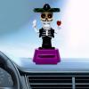 Skull for Car Dashboard Toy Figure, Solar Dancing Skeleton Figurines Toys, Solar Powered Shaking Head Doll for Parties Car Desk Halloween Decoration view 4