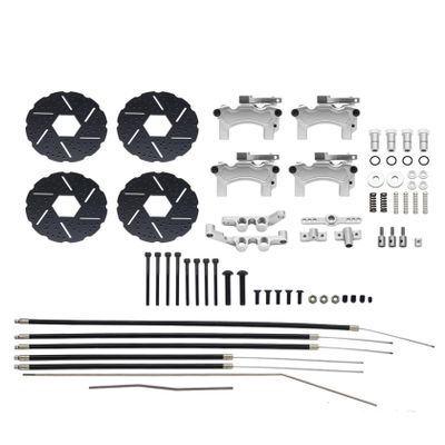 FLMLF Front Rear Cable Brake System Wire Brakes Kit for 1/5 HPI ROFUN BAHA ROVAN KM Baja 5B 5T 5SC Rc Car Parts (Silver)