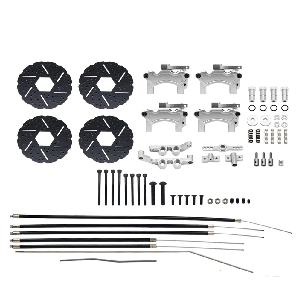FLMLF Front Rear Cable Brake System Wire Brakes Kit for 1/5 HPI ROFUN BAHA ROVAN KM Baja 5B 5T 5SC Rc Car Parts (Silver)