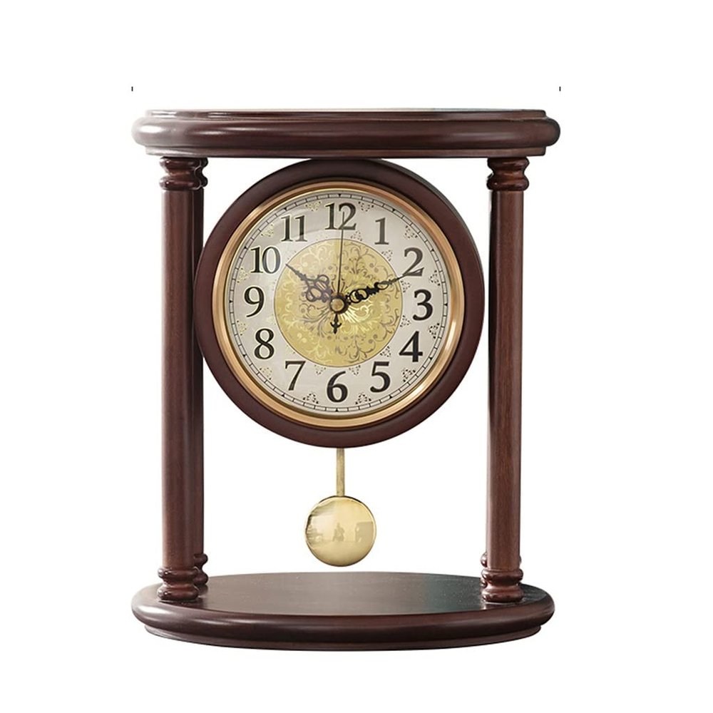 YWMLFZ Solid Wood Desk Clock, Home Desktop Decoration, Desk Clock, Living Room, Silent Swing Clock