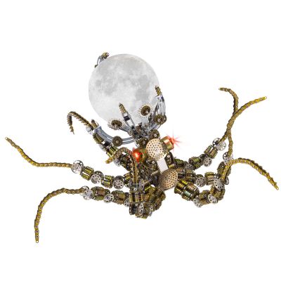10CM Steampunk Mechanical Octopus Model Kit  2400+PCS 3D Metal Puzzle Kit with Moon Light, Flexible Joints Jigsaw Puzzles Desk Ornament Gift