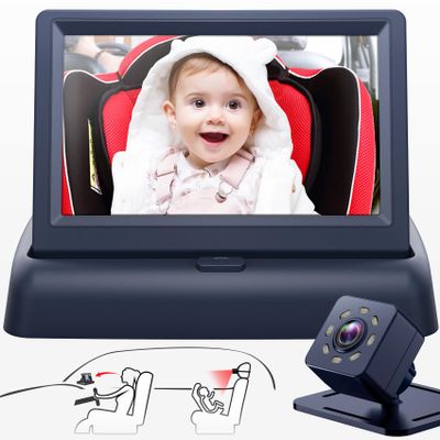 Baby Car Mirror with 4.3'' HD Night Vision Function Display, Safety Car Seat Camera with Wide Crystal Clear View, Easily Observe The Babys Move(Not USB)