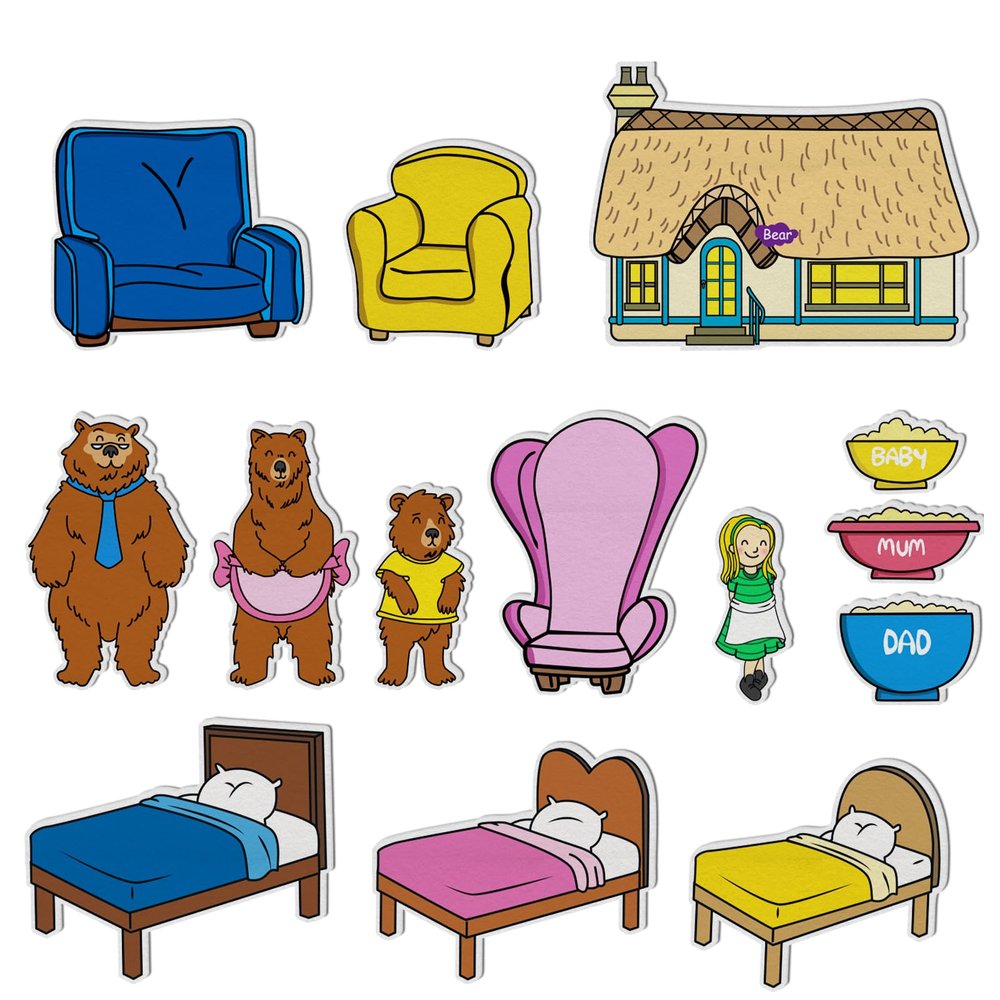 Thryvomniq Goldilocks and The Three Bears Felt Board Stories Toddler Early Storytelling Learning Activities Felt Toys Interactive Play Kit for Kids