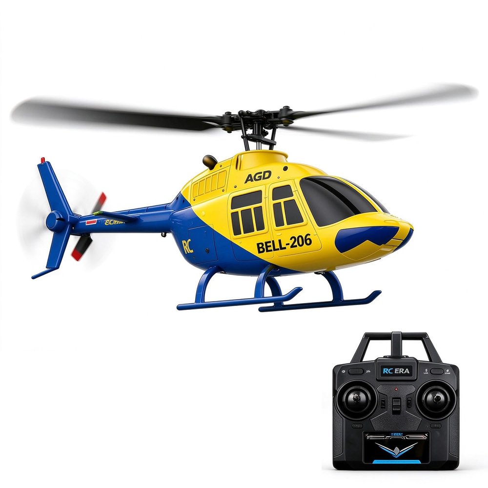 Ssccgym A60 206 Remote Controlled Helicopter Aircraft Plane 4CH RC Heli Aileronless 1/42 Scale 6-Axis Gyroscope Altitude Hold for Adults Beginners/Yellow