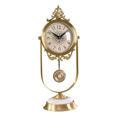 YWMLFZ Copper Clock Clock Table Living Room Bedroom Bedside Table Craft Decoration Ornaments