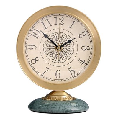 YWMLFZ Copper Clock, Family Living Room, Table Top, Small Desk Clock, Silent Sitting Clock(E)