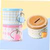Abaodam 3pcs Metal Coin Bank with Lock Round Tinplate Piggy Money Holder Coin Saving Pot for Secure and Convenient Cash Storage Random Color and Pattern Random Color view 2