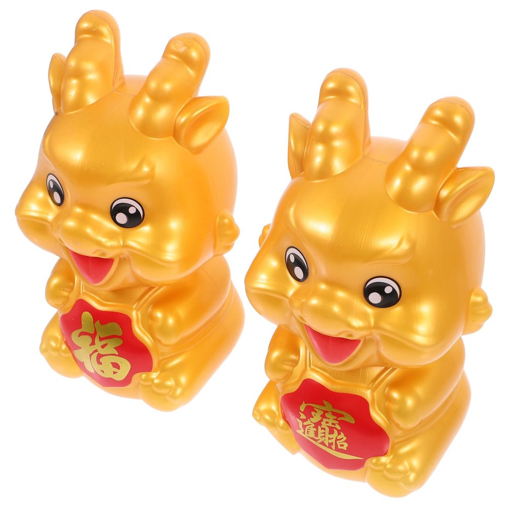 Abaodam 2pcs Cartoon Zodiac Dragon Piggy Bank Adorable Dragon Shaped Saving Jars for Home Decor Functional Coin Banks Encouraging Savings Habit Year and Birthdays