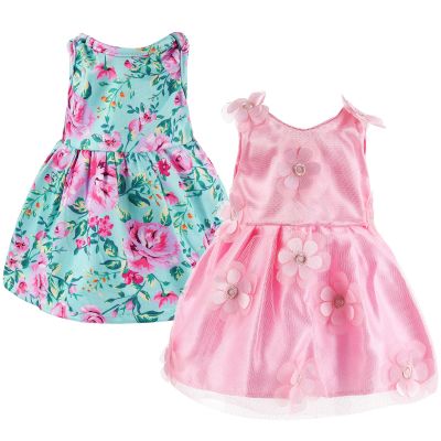 Set of 2 Christmas Teddy Bear Clothes Cap & Gow Outfit Fits Make Your Own Most 14" - 18" Bear Plush Stuffed Animal Outfit Pet Dog Doll Cap and Gown Build a Bear Clothe(Flower Style, Fit 14"-18")