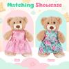 Set of 2 Christmas Teddy Bear Clothes Cap & Gow Outfit Fits Make Your Own Most 14" - 18" Bear Plush Stuffed Animal Outfit Pet Dog Doll Cap and Gown Build a Bear Clothe(Flower Style, Fit 14"-18") view 2