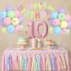 10th Birthday Decorations for Girl-12 inch Pastel Balloons, 32 Inch Pink 10 Balloon, 3D Butterflies Stickers, Happy Birthday Banner For Girl 10 Years Old BD Party Decorations view 2