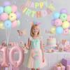 10th Birthday Decorations for Girl-12 inch Pastel Balloons, 32 Inch Pink 10 Balloon, 3D Butterflies Stickers, Happy Birthday Banner For Girl 10 Years Old BD Party Decorations view 3