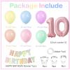 10th Birthday Decorations for Girl-12 inch Pastel Balloons, 32 Inch Pink 10 Balloon, 3D Butterflies Stickers, Happy Birthday Banner For Girl 10 Years Old BD Party Decorations view 4